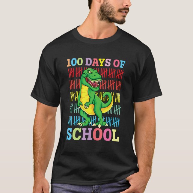 100 Days Of School Trex 100 Days Smarter 100th Day T-Shirt (Front)