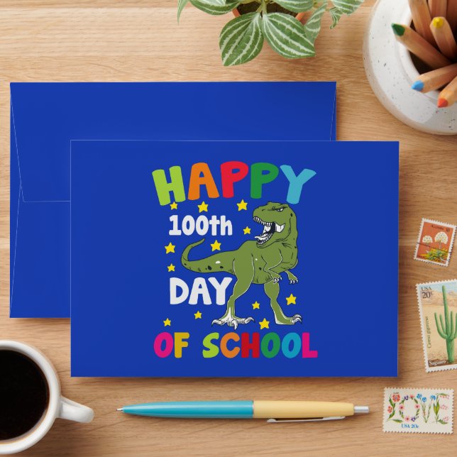 100 Days Of School Trex 100th Day of School  Envelope (Desk)