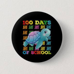 100 Days Of School Turtle Teacher Student Button
