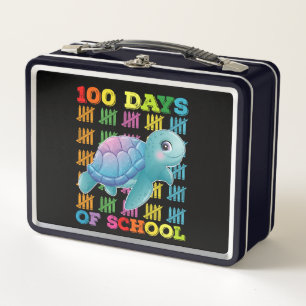 100 Days Of School Turtle Teacher Student Metal Lunch Box
