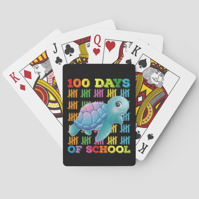 100 Days Of School Turtle Teacher Student Poker Cards (Back)