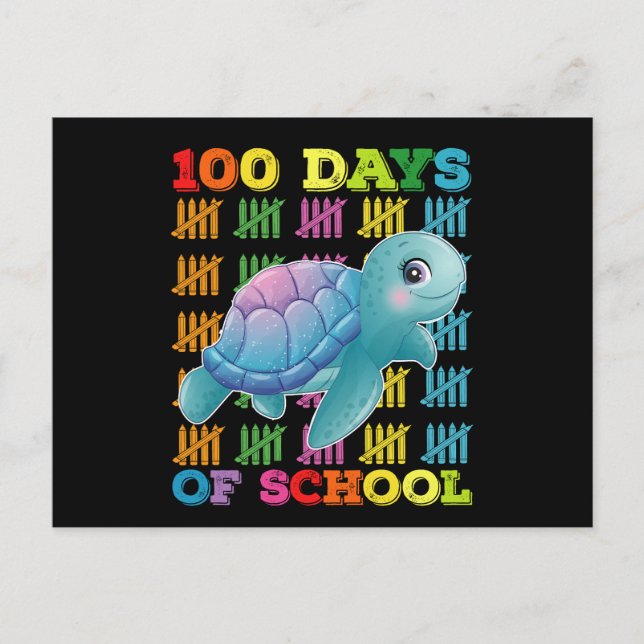 100 Days Of School Turtle Teacher Student Postcard (Front)