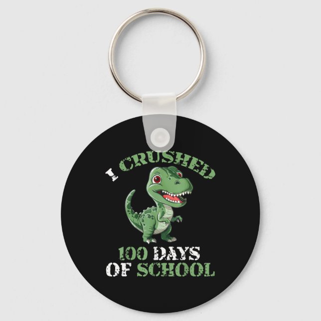 100 Days Of School Tyrannosaurus 100th Day Of Keychain (Front)
