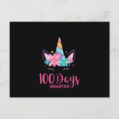 100 Days Of School Unicorn Girls Costume Rostam Ha Announcement Postcard