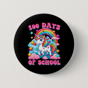 100 Days Of School Unicorn Girls Cute 100th Day Button
