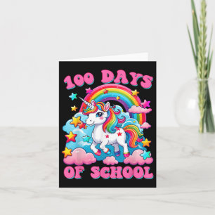 100 Days Of School Unicorn Girls Cute 100th Day Card