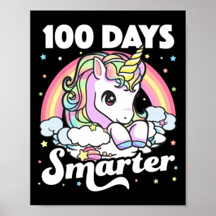100 Days of School Unicorn Girls Teacher 100th Day Poster