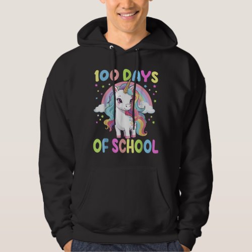 100 Days of School Unicorn Rainbow Teacher Girls T Hoodie