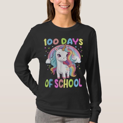 100 Days of School Unicorn Rainbow Teacher Girls T T_Shirt