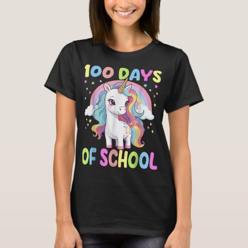 100 Days of School Unicorn Rainbow Teacher Girls T T_Shirt