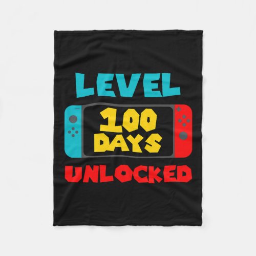 100 Days Of School Unlocked 100th Day Video Gamer  Fleece Blanket