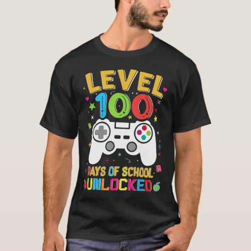 100 Days Of School Unlocked Gamer 100th Day Of Sch T_Shirt