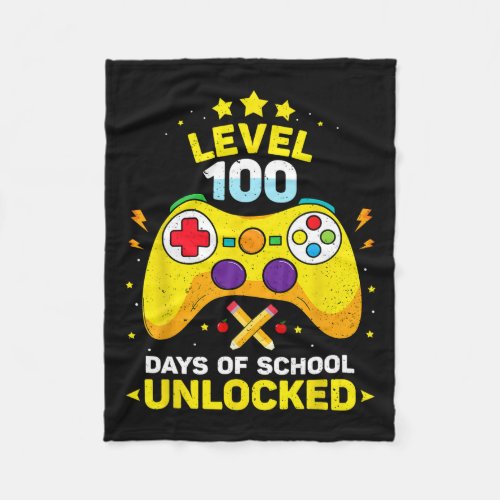 100 Days Of School Unlocked Gamer Gaming Videogame Fleece Blanket