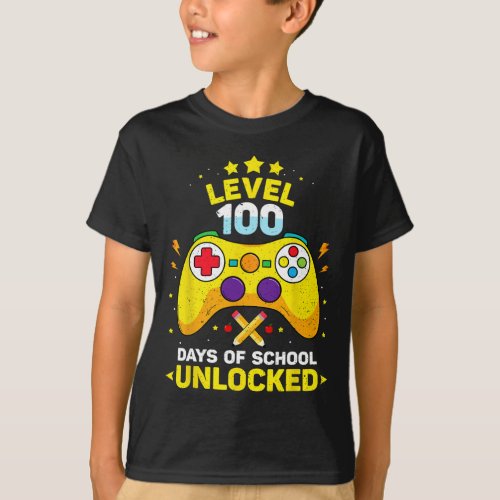 100 Days Of School Unlocked Gamer Gaming Videogame T_Shirt