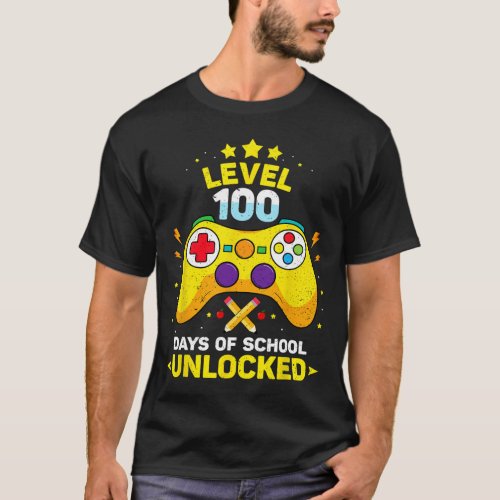 100 Days Of School Unlocked Gamer Gaming Videogame T_Shirt