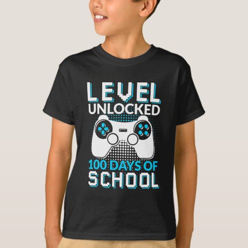 100 Days Of School Unlocked Gamer Nerdy Team 1  T_Shirt