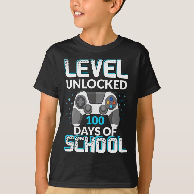 100 Days Of School Unlocked Gamer Nerdy Team  T-Shirt (Front)