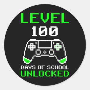 100 Days Of School Unlocked Gamer Video Games Boys Classic Round Sticker