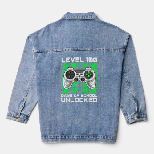 100 Days Of School Unlocked Gamer Video Games Boys Denim Jacket