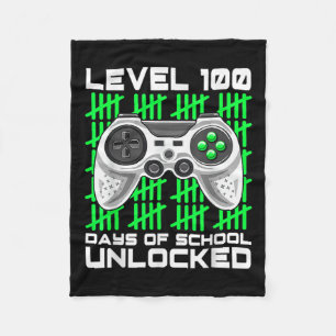 100 Days Of School Unlocked Gamer Video Games Boys Fleece Blanket