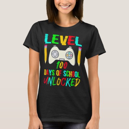 100 Days Of School Unlocked Gamer Video Games Boys T_Shirt