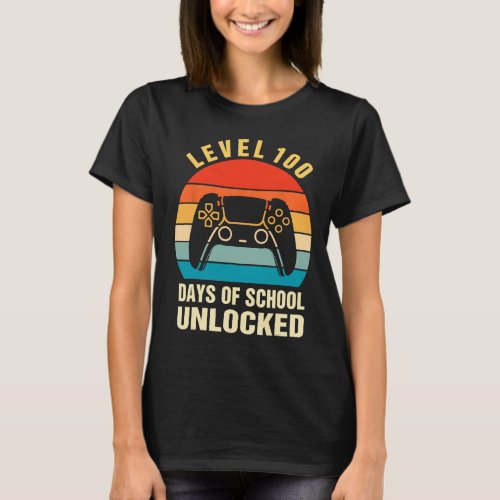 100 Days Of School Unlocked Gamer Video Games Boys T_Shirt