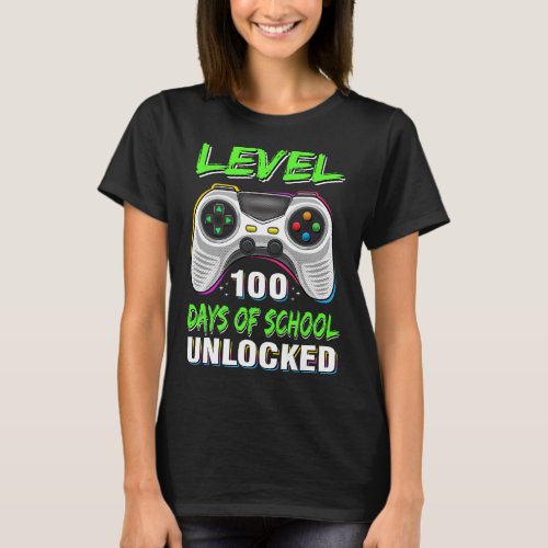 100 Days Of School Unlocked Gamer Video Games Boys T_Shirt