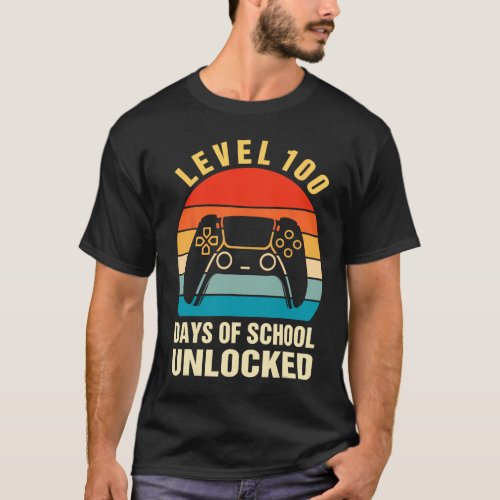 100 Days Of School Unlocked Gamer Video Games Boys T_Shirt