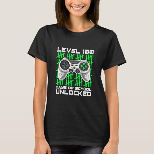 100 Days Of School Unlocked Gamer Video Games Boys T_Shirt