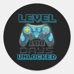 100 Days Of School Unlocked Video Game Boys Girls Classic Round Sticker