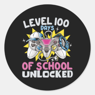 100 Days Of School Unlocked Video Games Lovers Classic Round Sticker