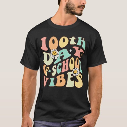 100 Days Of School Vibes 100th Day Of School Retro T_Shirt