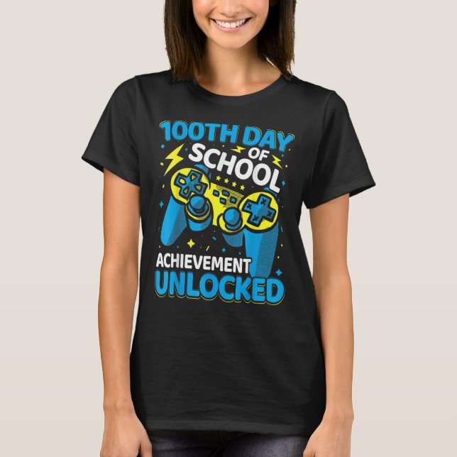 100 Days Of School Video Game Controller Boys Girl T-Shirt (Front)