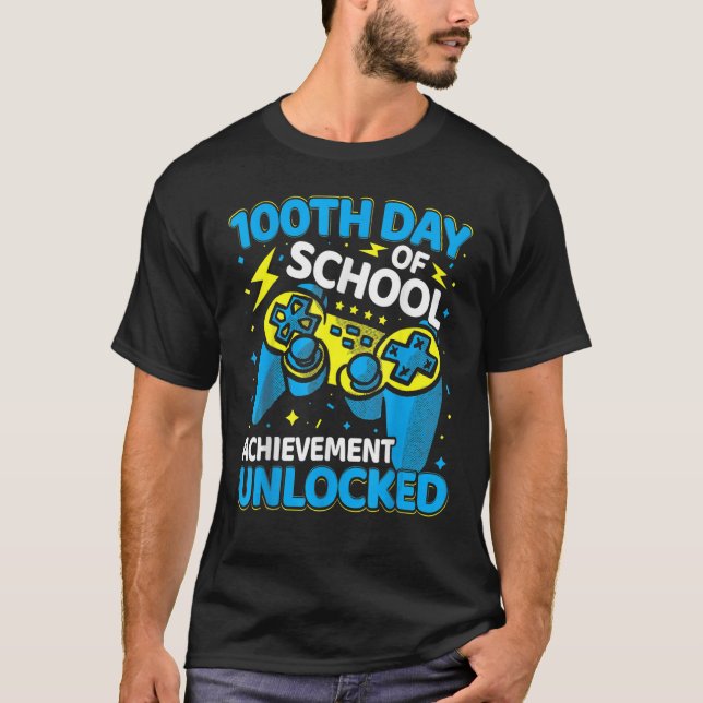 100 Days Of School Video Game Controller Boys Girl T-Shirt (Front)