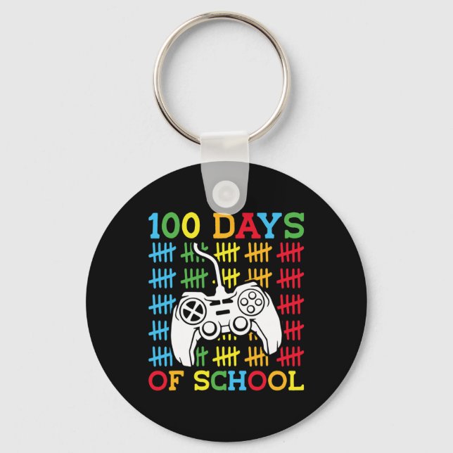 100 Days of School Video Games Controller Gaming K Keychain (Front)