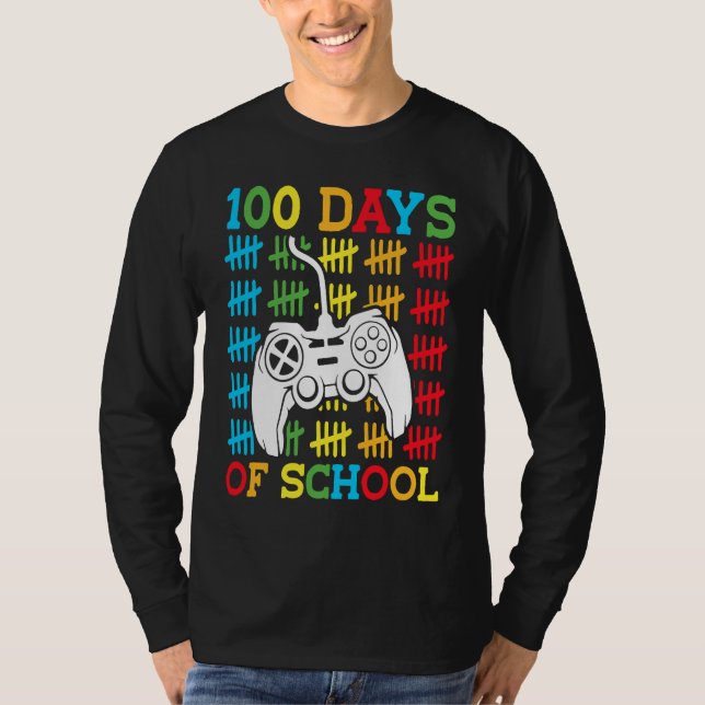 100 Days of School Video Games Controller Gaming K T-Shirt (Front)