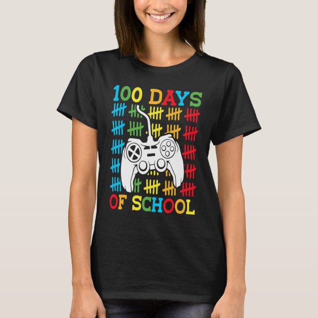 100 Days of School Video Games Controller Gaming K T-Shirt (Front)