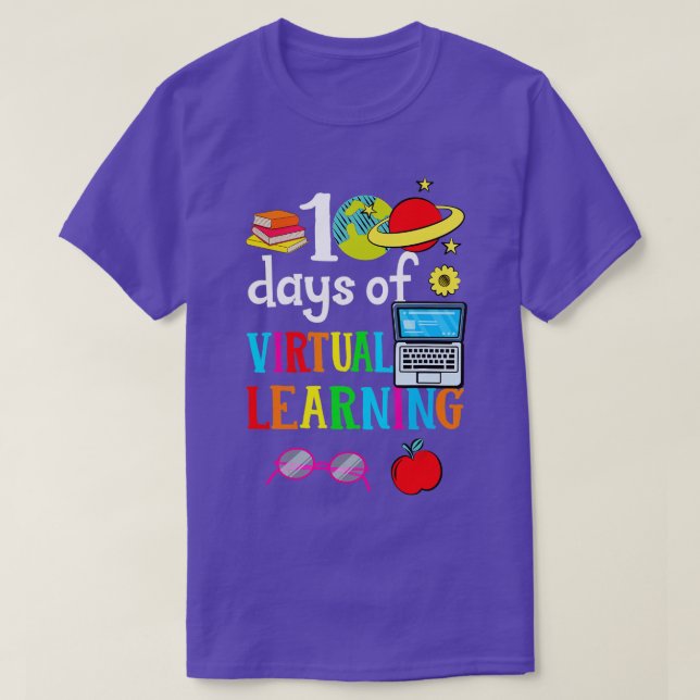 100 Days Of School Virtual Learning Home Online Cl T-Shirt (Design Front)