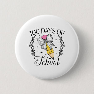 100 Days Of School Volleybyll Coquette Pencil Bow Button