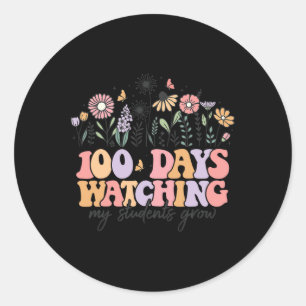100 Days Of School Wildflowers 100th Day Of School Classic Round Sticker