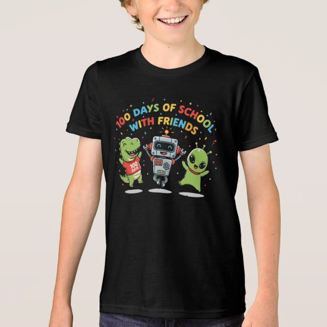 100 Days of School with Friends T-Shirt | Cute  Tri-Blend Shirt (Front)