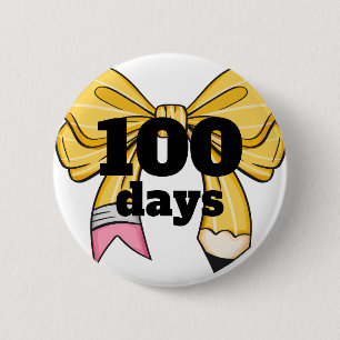 100 Days of School Yellow Pencil Bow Button
