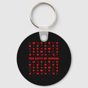 100 Days Of Shool Valentine Heart Love 100th Day O Keychain