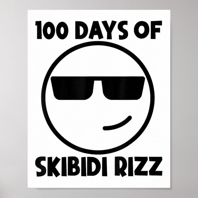 100 Days Of Skibidi Rizz Funny Cool 100th Day Of Poster (Front)