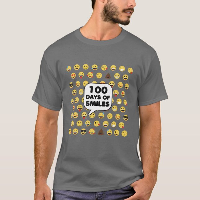100 Days Of Smiles Emoji Outfit Girls 100Th Day Of T-Shirt (Front)