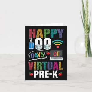 100 Days Of Virtual Pre-k Kids Teacher Student Card