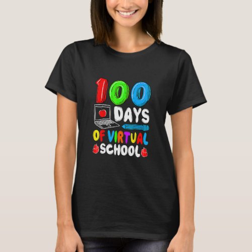 100 Days Of Virtual School 100th Day Of School Tea T_Shirt