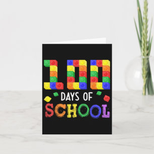 100 Days School Block Brick Build Students Teacher Card