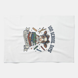 100 Days School Cow Vintage Engraving Teacher Shir Kitchen Towel