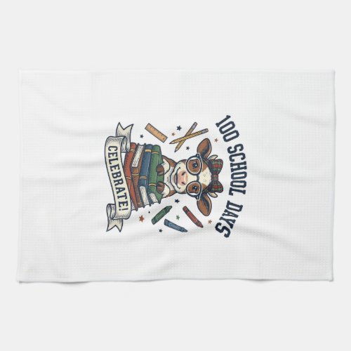 100 Days School Cow Vintage Engraving Teacher Shir Kitchen Towel